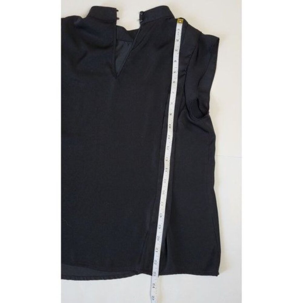 Who What Wear Black Flowy Mock Neck Peplum Blouse Size Medium - Picture 6 of 9